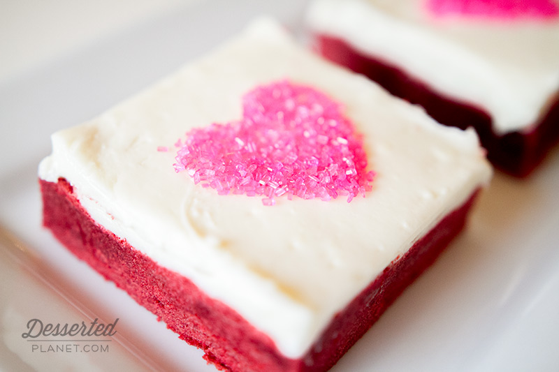 Red Velvet Sugar Cookie Bar with White Chocolate Cream Cheese Frosting